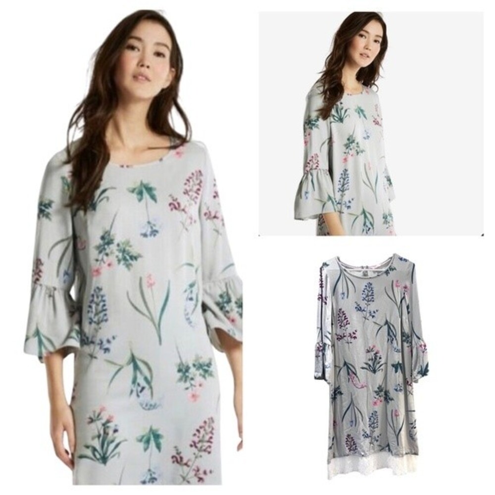Joules gray English garden floral lace trim dress size 10
